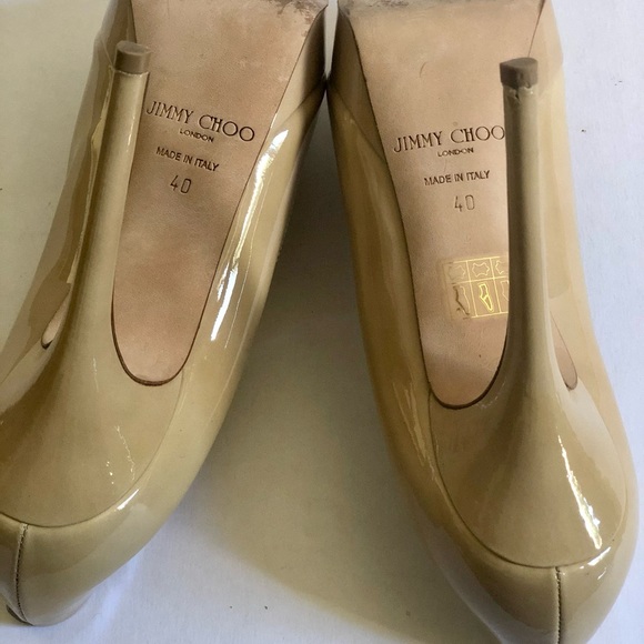 Jimmy Choo Cosmic Patent Nude Platform Pumps - Picture 8 of 13
